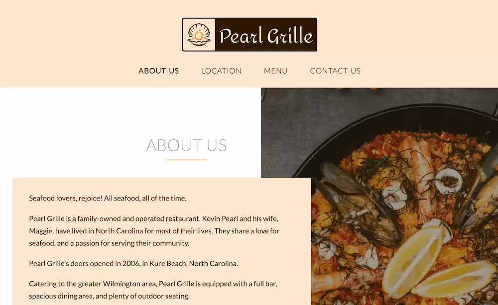 Pearl Grille's website